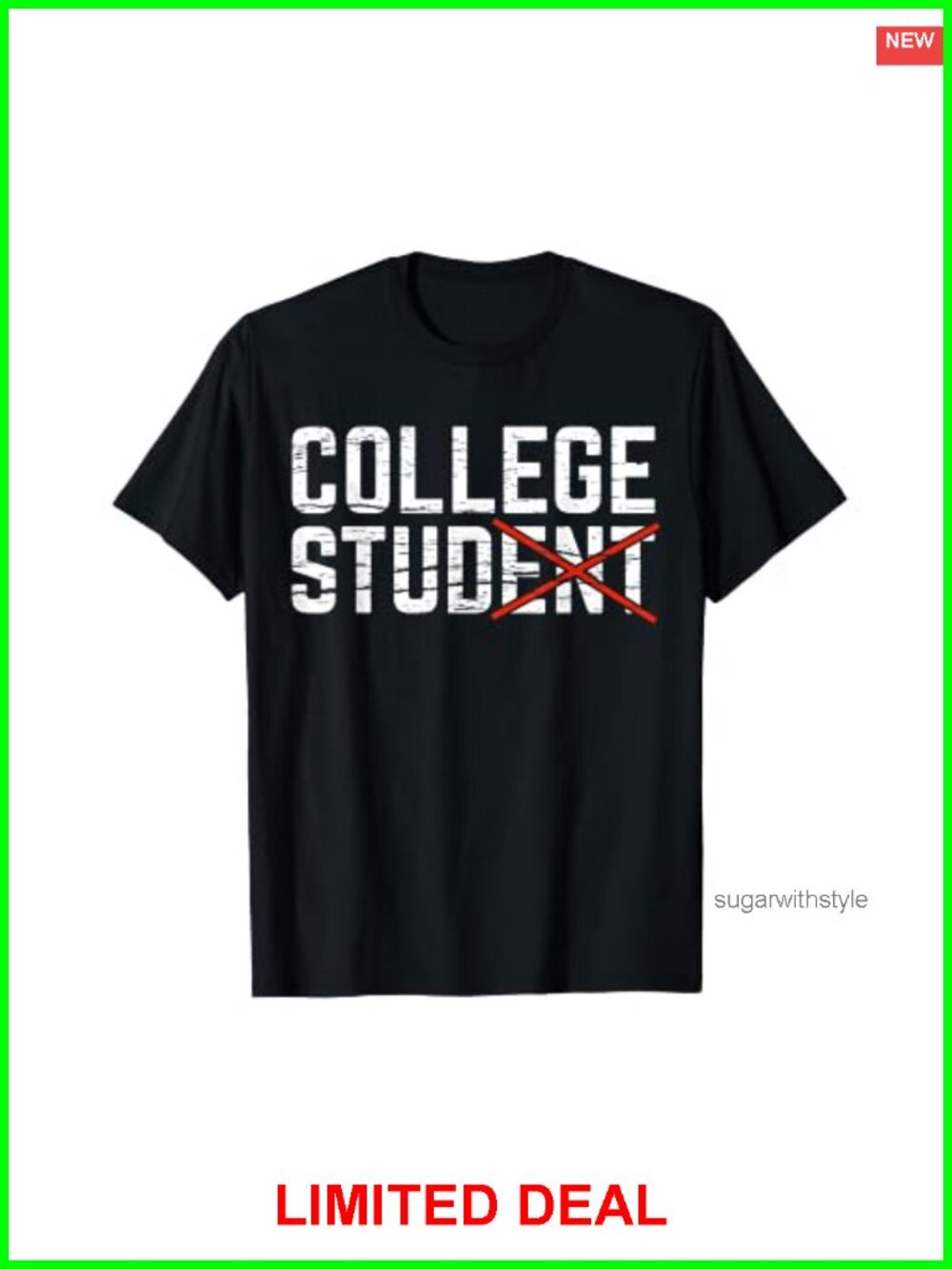 Funny College Stud Student Graphic Tee Short Sleeve Novelty T-Shirt